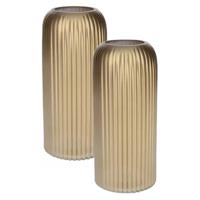 Bellatio Design Bloemenvaas - 2x - metallic goud - glas - D9 x H20 cm - vaas