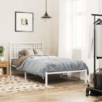 Bedframe met hoofdbord metaal wit 90x190 cm