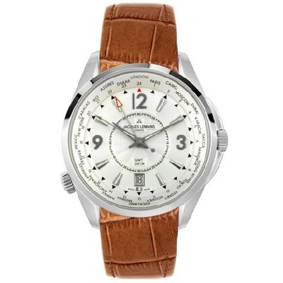 Jacques Lemans horlogeband GU200 / G175 Leder Cognac 23mm + bruin stiksel