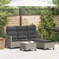 3-delige Tuinbankstel met kussens L-vormig poly rattan grijs