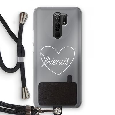 Friends heart pastel: Xiaomi Redmi 9 Transparant Hoesje met koord