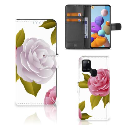 Samsung Galaxy A21s Hoesje Roses | Portemonnee hoesje Samsung Galaxy A21s Hoesje Roses | Portemonnee hoesje
