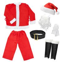 Kerstman kostuum 7-delig rood/wit One Size gemaakt van polyester