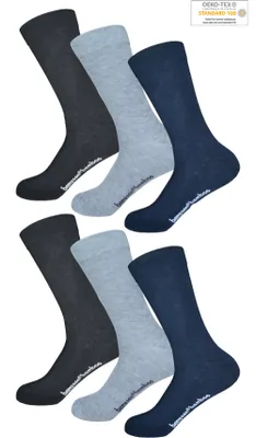 BENYSØN 6-paar Bamboe sokken - Naadloos - Dames & Heren - Comfortabele sokken - Zwart - Blauw - Anti zweet