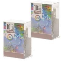 Kerstverlichting - 2x - 1 meter - op batterij - gekleurd - 10 lampjes