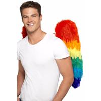 Verkleed vleugels - regenboog - 68 cm - volwassenen - gekleurde veren - papegaai