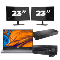 Dell Latitude 3320 - Intel Core i3-11e Generatie - 14 inch - 4GB RAM - 256GB SSD - Windows 11 Home + 2x 23 inch Monitor
