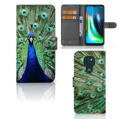 Motorola Moto G9 Play | E7 Plus | Telefoonhoesje | Met pasjeshouder | Pauw