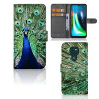 Motorola Moto G9 Play | E7 Plus | Telefoonhoesje | Met pasjeshouder | Pauw