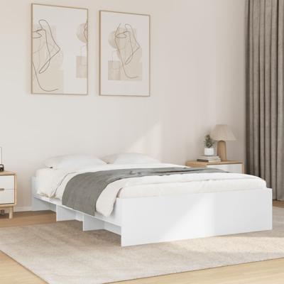 Bedframe bewerkt hout wit 135x190 cm