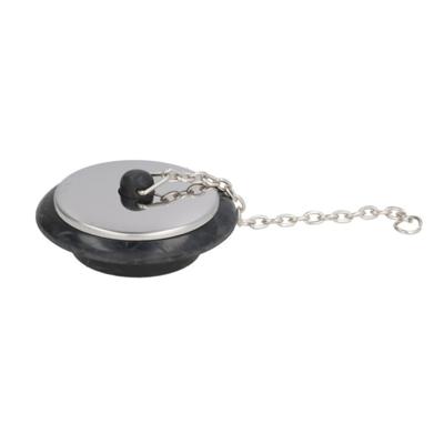 Gerimport Afvoerstop - D5.5 cm - zilver/zwart - Gootsteenstop + ketting - keukenaccessoires