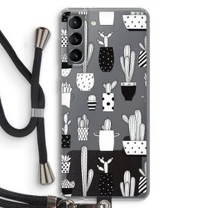 Cactusmotief: Samsung Galaxy S21 Transparant Hoesje met koord