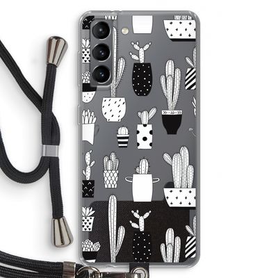 Cactusmotief: Samsung Galaxy S21 Transparant Hoesje met koord