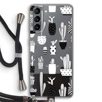 Cactusmotief: Samsung Galaxy S21 Transparant Hoesje met koord