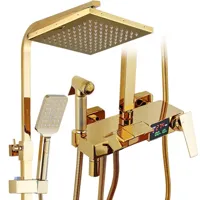 Thermostatische Doucheset - Geborsteld Goud | Messing & ABS | Verstelbare Hoogte | 20 Inch Vierkante Douchekop