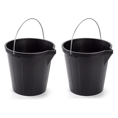 Plasticforte huishoud emmer - 3x stuks - zwart - kunststof - 12 liter - 31 cm - met metalen hengsel
