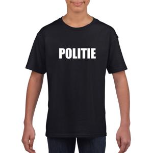 Politie tekst verkleedkleding t-shirt - zwart - voor kinderen