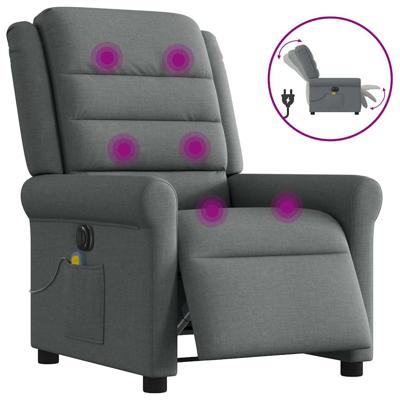 Massagestoel elektrisch verstelbaar stof donkergrijs