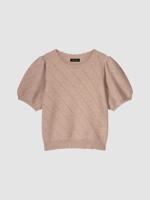 Pointelle cashmere trui met korte pofmouwen