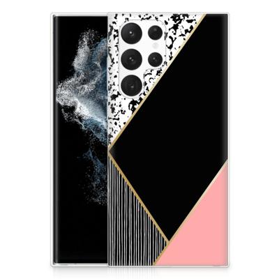 Samsung Galaxy S22 Ultra | TPU Hoesje | Zwart Roze Vormen