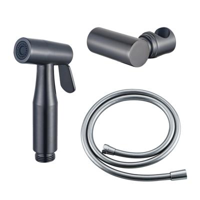Fortifura Calvi Bidetset - handdouche - slang 150cm - houder - Geborsteld Gunmetal PVD SW970019 SW720568 SW767380