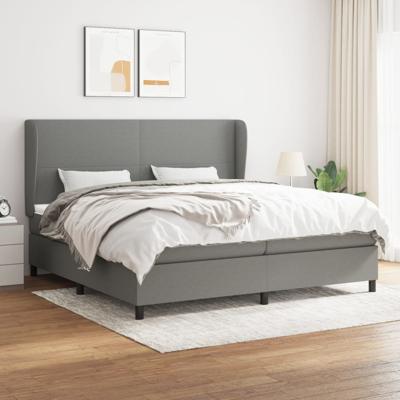Boxspring met matras stof donkergrijs 200x200 cm
