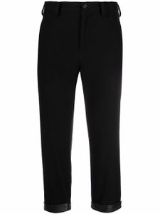 Yohji Yamamoto pantalon court à détails en cuir - Noir