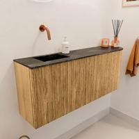 Toiletmeubel Mondiaz Joya Dlux | 101.6 cm | Meubelkleur Oak | Faye wastafel Lava Wasbak Links | Zonder kraangat(en)