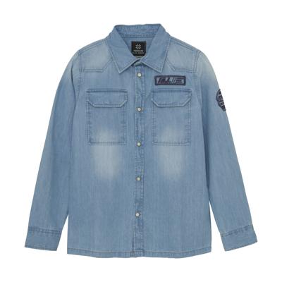 Indian Blue Jeans Zomer shirt jongens - blauw - denim badge