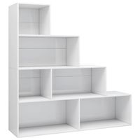 The Living Store Boekenkast Bewerkt Hout - 155x24x160cm - Hoogglans Wit