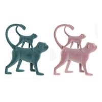 Decoratieve figuren DKD Home Decor Groen Roze Tropisch Overalls 22,5 x 8 x 27,5 cm (2 Stuks)