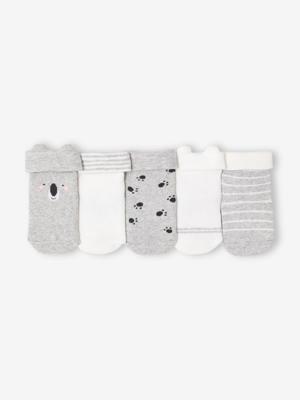 Set van 5 paar "koala" babysokken gemêleerd grijs