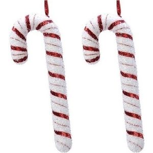 2x Kerst hangdecoratie snoepstokken 34 cm