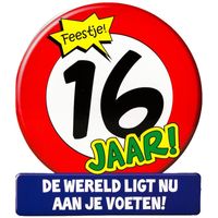 Stopbord wenskaart/verjaardagskaart 16 voor sweet sixteen   -