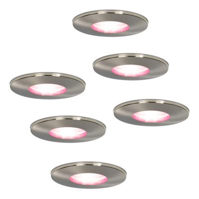 Set van 6 Vegas - Smart inbouwspot - IP44 waterdicht - 5,5 Watt 345 Lumen - Wifi + Bluetooth - RGBWW - GU10 - Google Home, Amazon Alexa en Siri - Voor binnen, buiten en badkamer - RVS