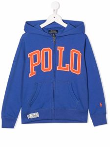 POLO RALPH LAUREN KIDS hoodie zippé à logo imprimé - Bleu