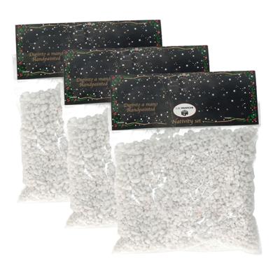 Zakje decoratie sneeuw/grind - 3x - grof - wit - voor kerstdorpen - handgeschilderd