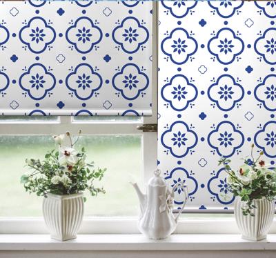 Rolgordijnen woonkamer Blauwe tegels
