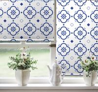 Rolgordijnen woonkamer Blauwe tegels