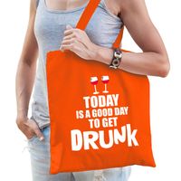 Good day to get drunk wijn supporter tas oranje voor dames en heren - EK/ WK voetbal / Koningsdag - Feest Boodschappenta