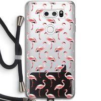 Flamingoprint groen: LG V30 Transparant Hoesje met koord
