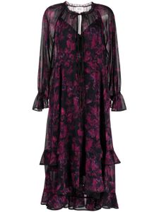 Marchesa Rosa robe longue Pom à fleurs - Noir