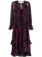 Marchesa Rosa robe longue Pom à fleurs - Noir Marchesa Rosa robe longue Pom à fleurs - Noir
