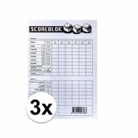 Scoreblok Yahtzee - 3x - blok 100 vellen - dobbelspel - punten opschrijven - 10 x 15 cm