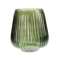 Excellent Houseware glazen vaas / bloemen vazen - groen - 18 x 19 cm - Vazen - thumbnail