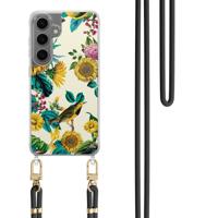 Samsung Galaxy S24 Plus hoesje met zwart koord - Sunflowers