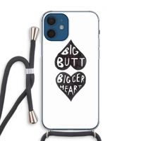 Big butt bigger heart: iPhone 12 Transparant Hoesje met koord