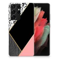 Samsung Galaxy S21 Ultra | TPU Hoesje | Zwart Roze Vormen