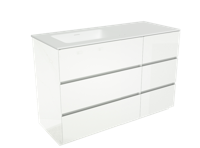Storke Edge staand badkamermeubel 130 x 52,5 cm hoogglans wit met Mata asymmetrisch linkse wastafel in matte Solid Surface - thumbnail