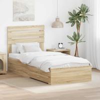 Bedframe Sonoma Eiken en Zilver 75 x 190 cm Bewerkt hout